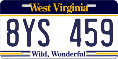 WV license plate 8YS459