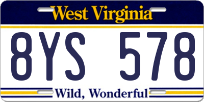 WV license plate 8YS578