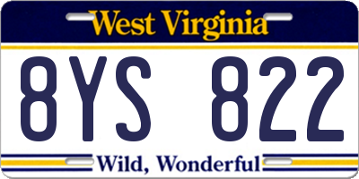WV license plate 8YS822