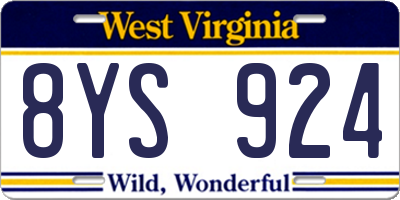 WV license plate 8YS924
