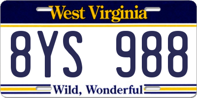 WV license plate 8YS988