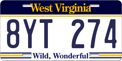 WV license plate 8YT274