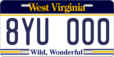 WV license plate 8YU000
