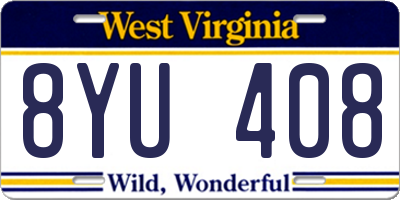 WV license plate 8YU408