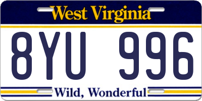 WV license plate 8YU996