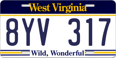 WV license plate 8YV317