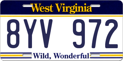 WV license plate 8YV972