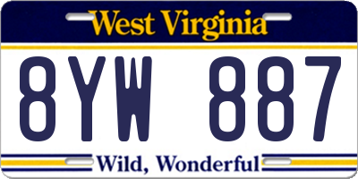 WV license plate 8YW887