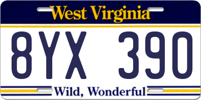 WV license plate 8YX390