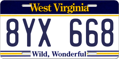 WV license plate 8YX668