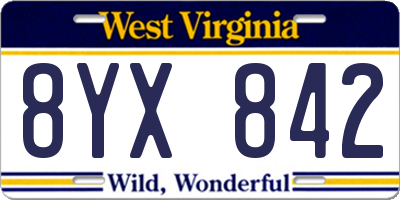 WV license plate 8YX842