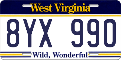 WV license plate 8YX990