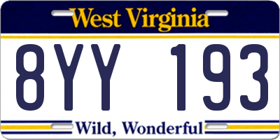 WV license plate 8YY193