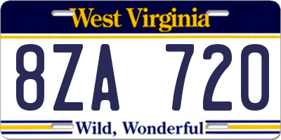 WV license plate 8ZA720