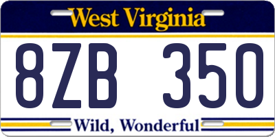 WV license plate 8ZB350