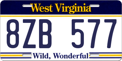 WV license plate 8ZB577