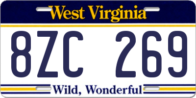 WV license plate 8ZC269