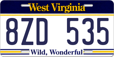 WV license plate 8ZD535