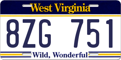 WV license plate 8ZG751