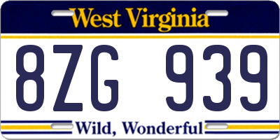 WV license plate 8ZG939