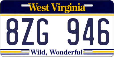 WV license plate 8ZG946