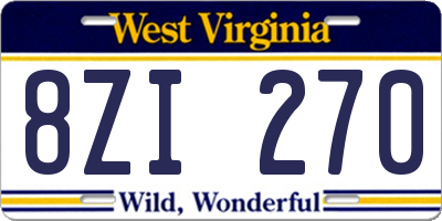 WV license plate 8ZI270