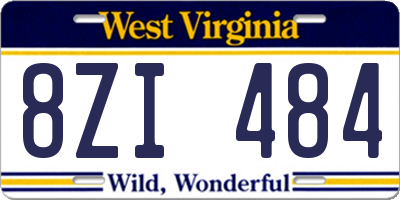 WV license plate 8ZI484