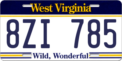 WV license plate 8ZI785