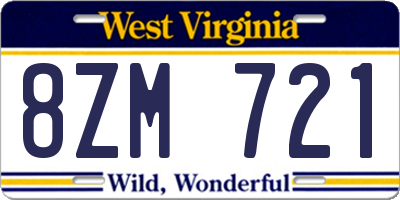 WV license plate 8ZM721