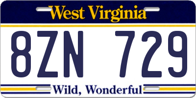 WV license plate 8ZN729