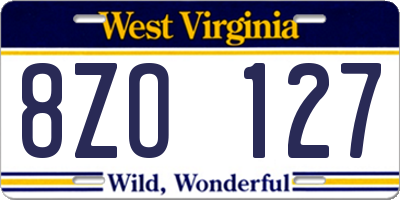 WV license plate 8ZO127