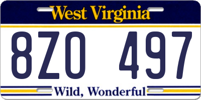 WV license plate 8ZO497