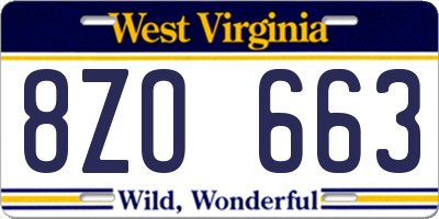 WV license plate 8ZO663