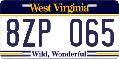 WV license plate 8ZP065