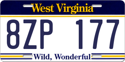 WV license plate 8ZP177