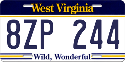 WV license plate 8ZP244