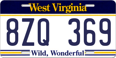 WV license plate 8ZQ369