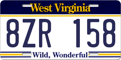 WV license plate 8ZR158