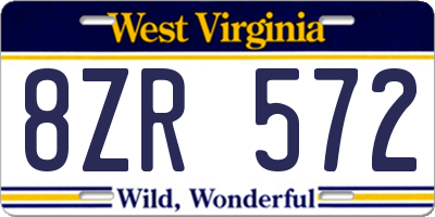 WV license plate 8ZR572