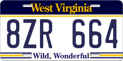 WV license plate 8ZR664