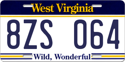 WV license plate 8ZS064