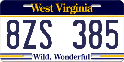 WV license plate 8ZS385