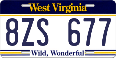 WV license plate 8ZS677