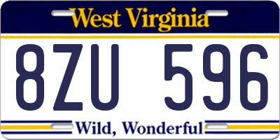 WV license plate 8ZU596