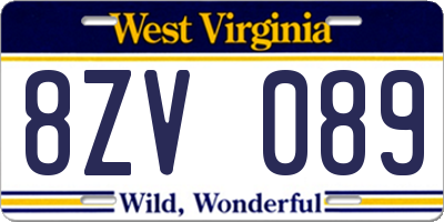 WV license plate 8ZV089