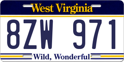 WV license plate 8ZW971
