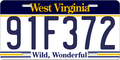 WV license plate 91F372