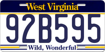 WV license plate 92B595