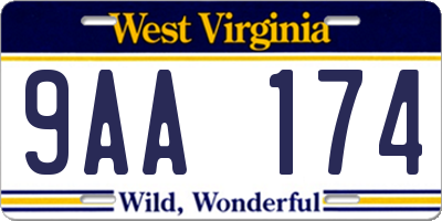 WV license plate 9AA174