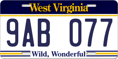 WV license plate 9AB077